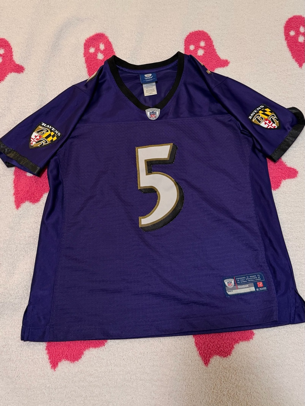 Women’s Reebok Baltimore Ravens #5 Joe Flacco Hand Stitched Jersey - Size L